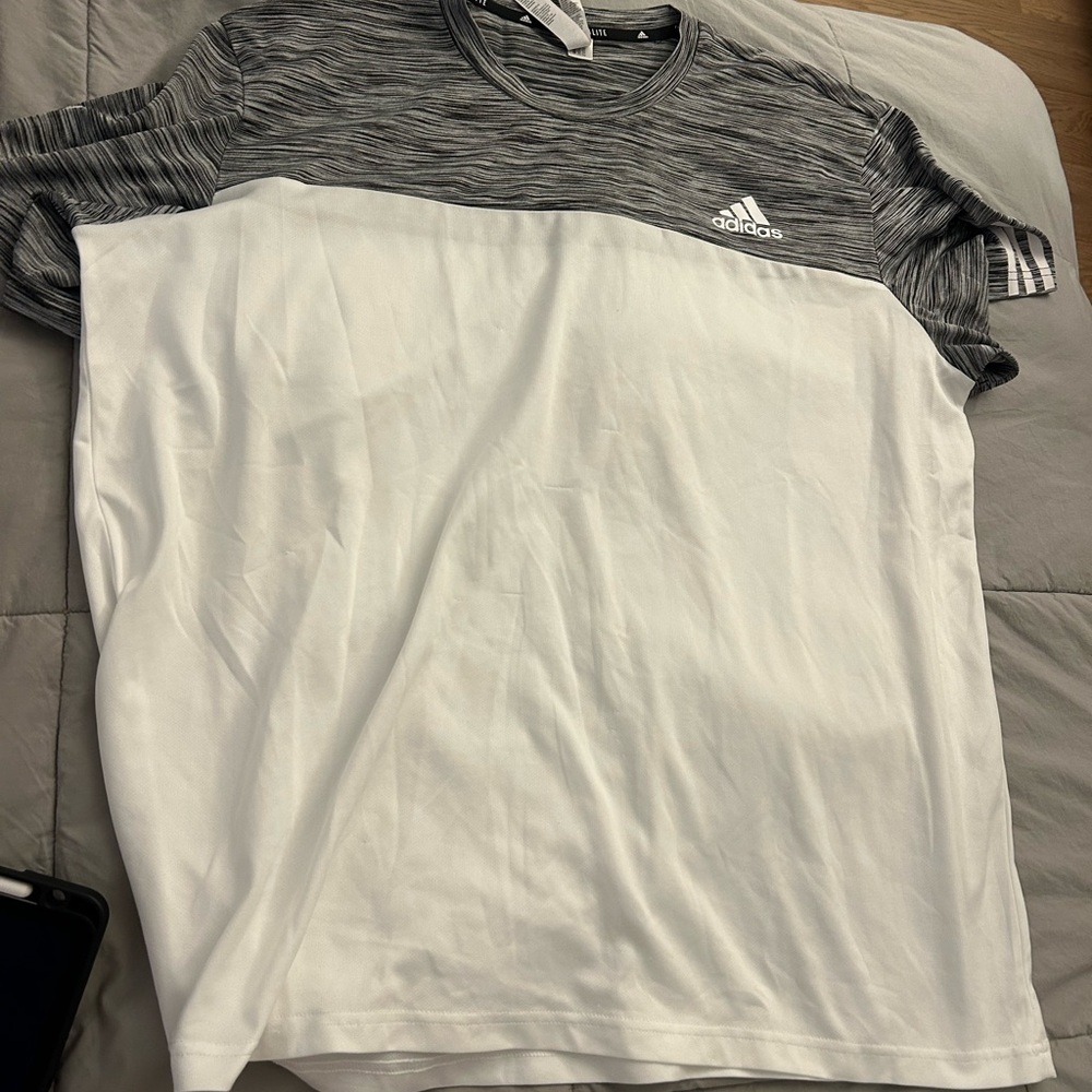Adidas Men's Two-Tone Gray and White Climalite Tee